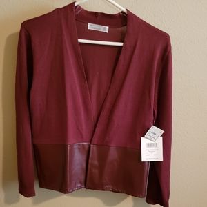 Crop Sweater w/Faux Leather Trim NWT